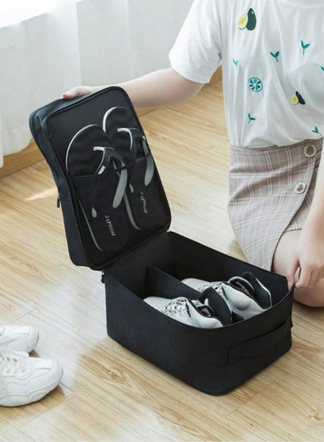 MEZON حقيبة أحذية سفر مقاومة للماء من ميزون، حقائب أحذية قابلة للطي، حقيبة تخزين أحذية، منظم أحذية للسفر (أسود) - Image 3